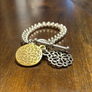 Brighton Ferrara two charm Silver and Gold toggle bracelet